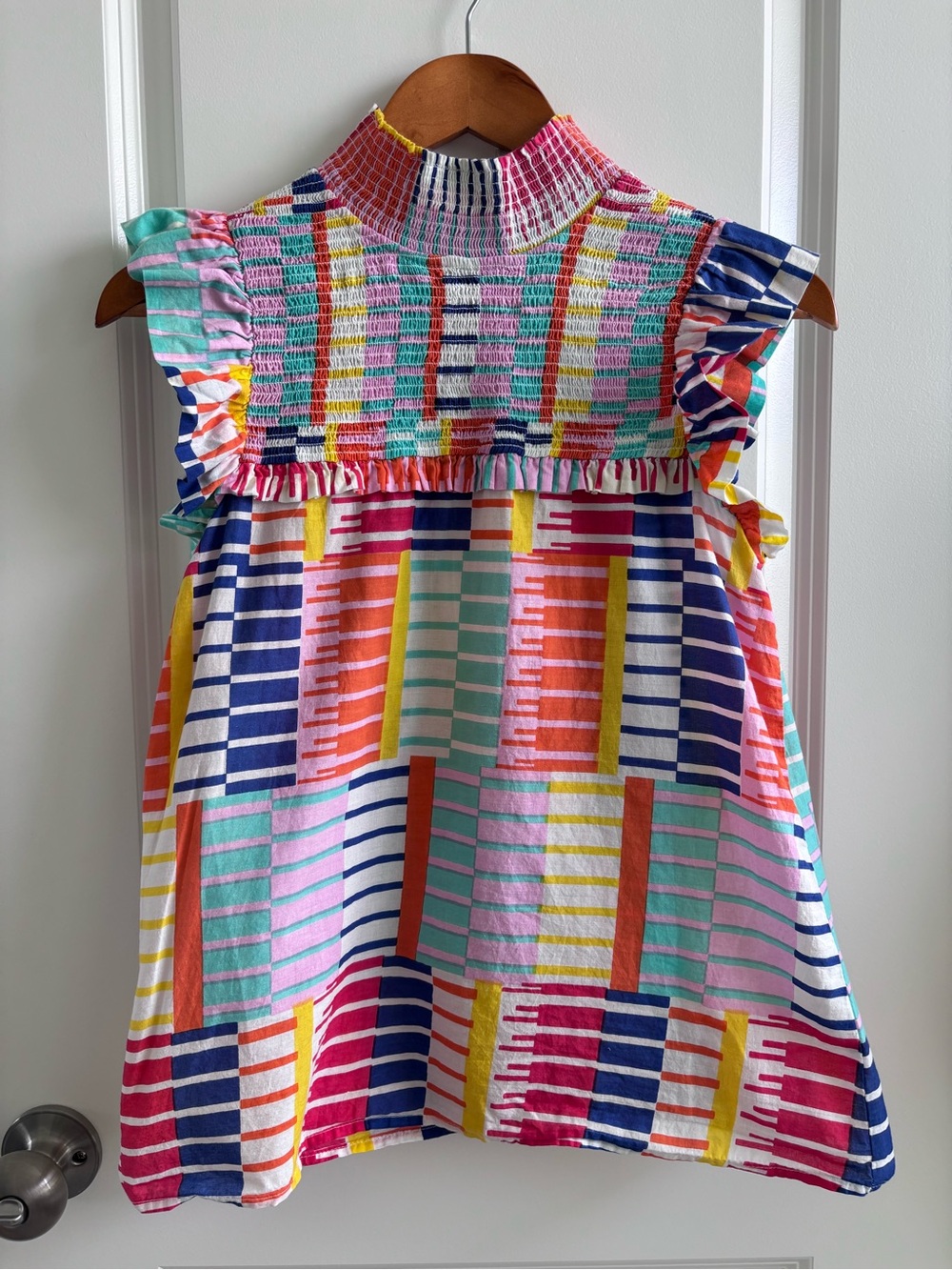 THML Multicolor Smocked Ruffle Top
